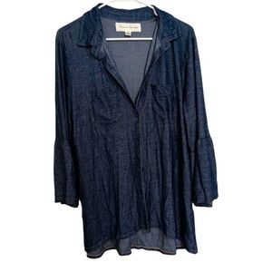 French Laundry Faux Denim Long Sleeve Button Up Size 1X